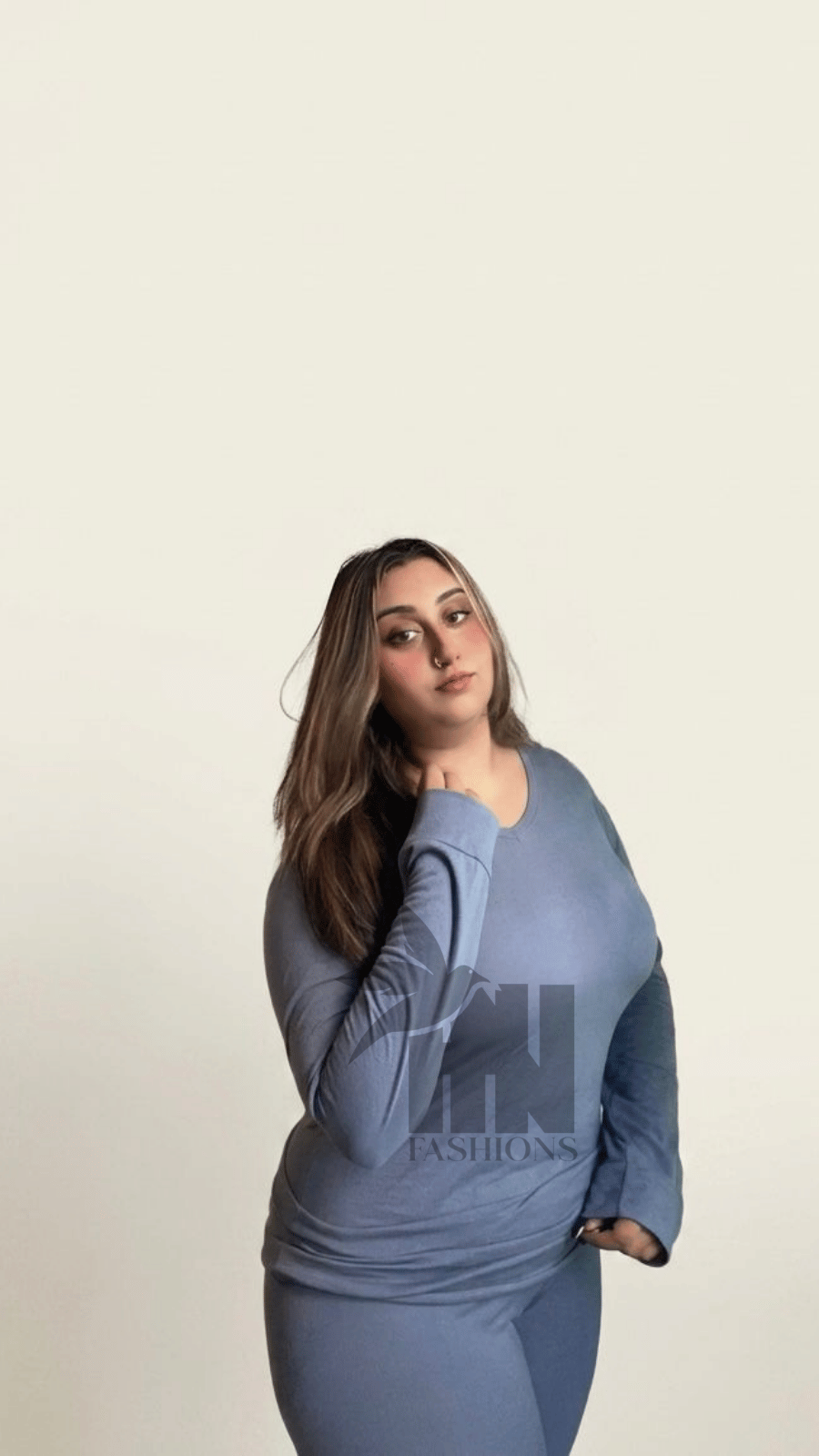 V-Neck Teal Blue Plazzo Women PJ Set