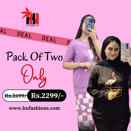 Pack Of Two Printed Pajama Night Suit Set 13