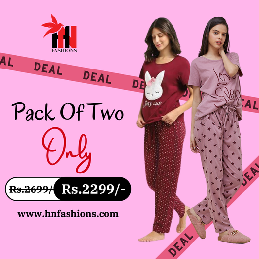 Pack Of Two Printed Pajama Night Suit Set 15