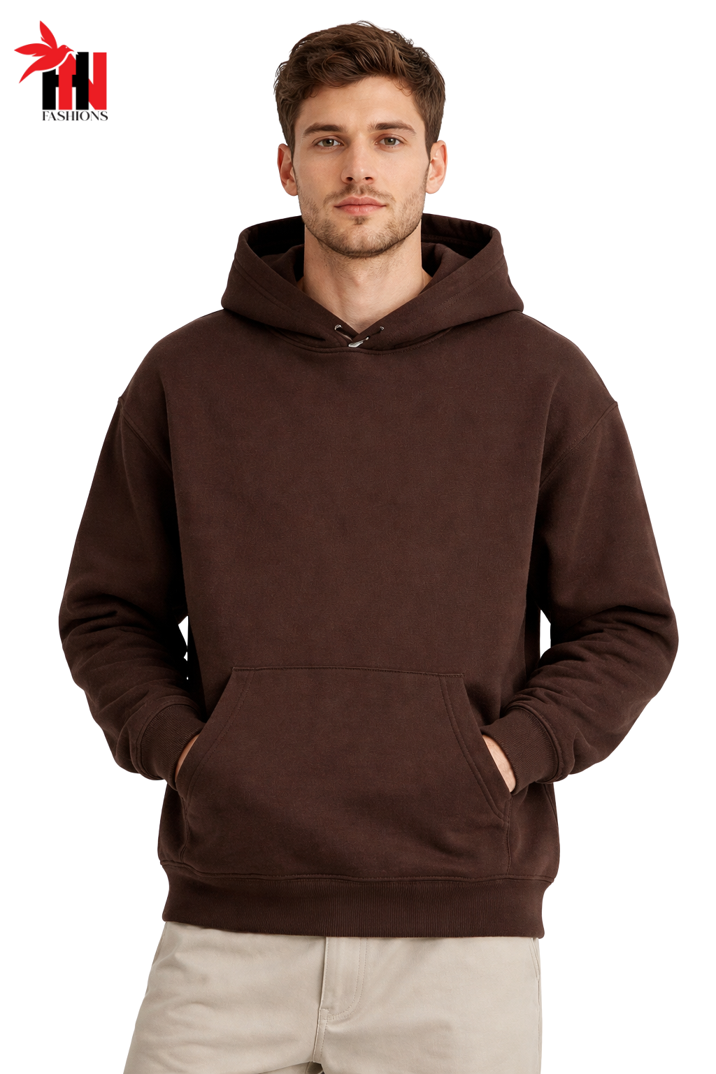 Dark Brown Basic Kangaroo Hoodie for Men