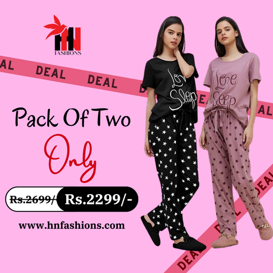 Pack Of Two Printed Pajama Night Suit Set 1