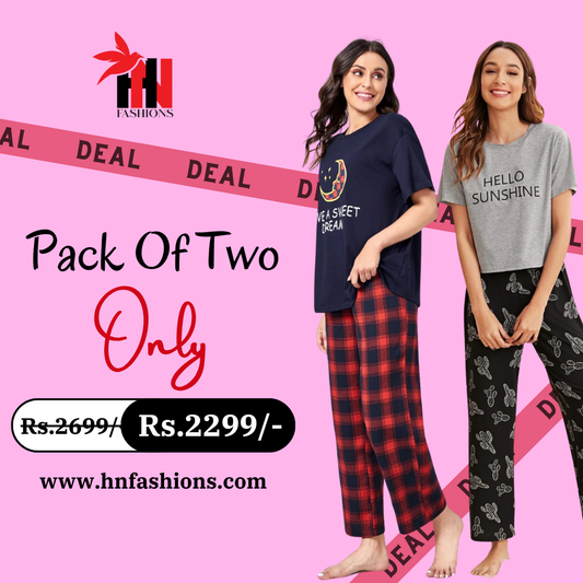 Pack Of Two Printed Pajama Night Suit Set 11