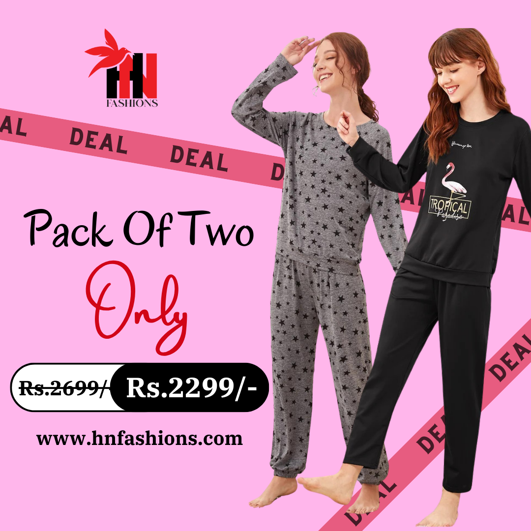 Pack Of Two Printed Pajama Night Suit Set 3