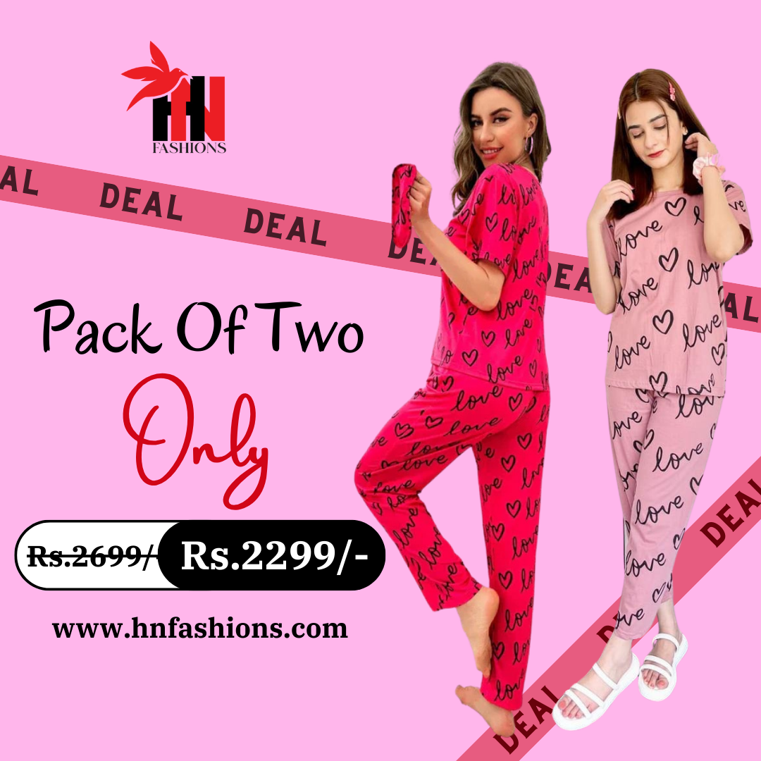 Pack Of Two Printed Pajama Night Suit Set 9