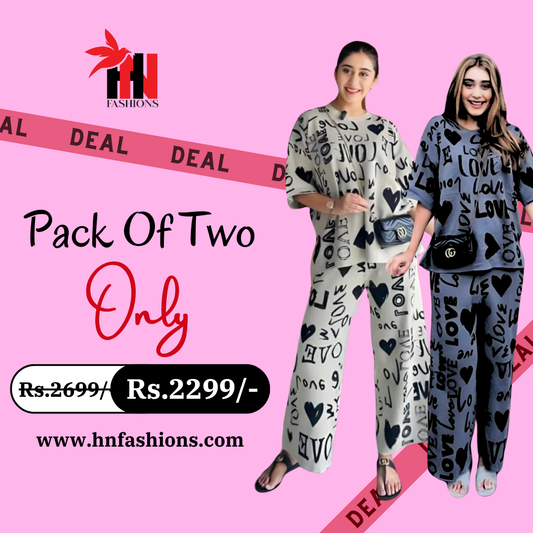 Pack Of Two Printed Pajama Night Suit Set 2