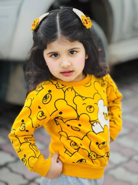 Yellow Bears Print Sweatshirt With Trouser For Kids (2 Piece)