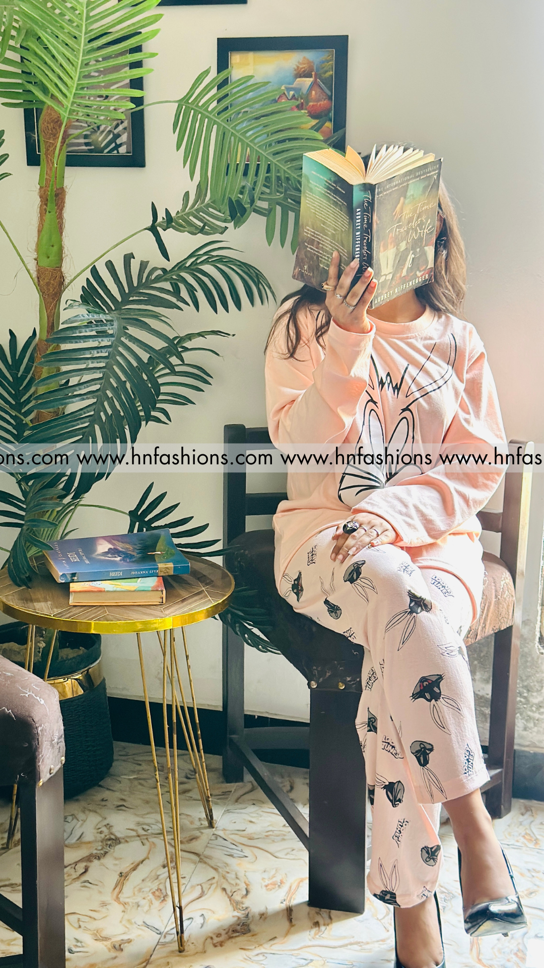 Pink Bunny Printed Night Suit