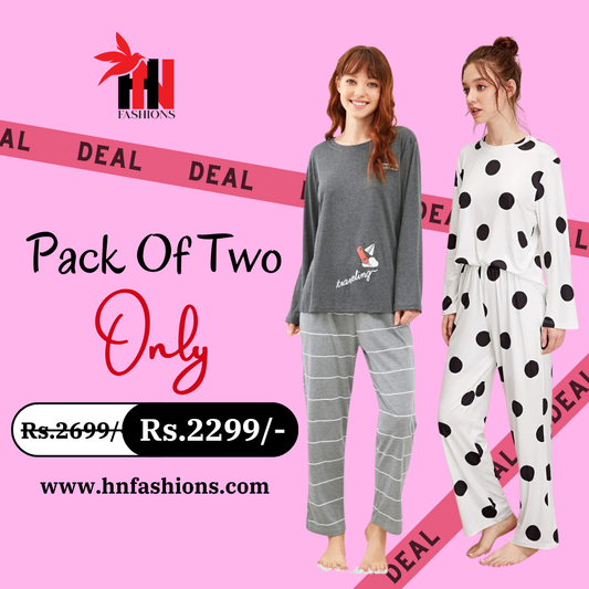 Pack Of Two Printed Pajama Night Suit Set 8