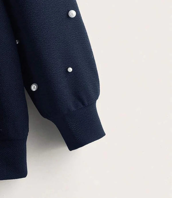 Blue Pearls Beaded Sweatshirt For Women