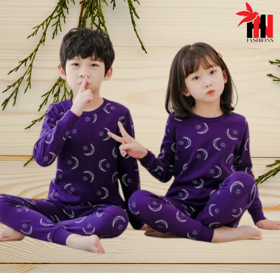 Purple Star And Moon Printed Kids Wear (Each)