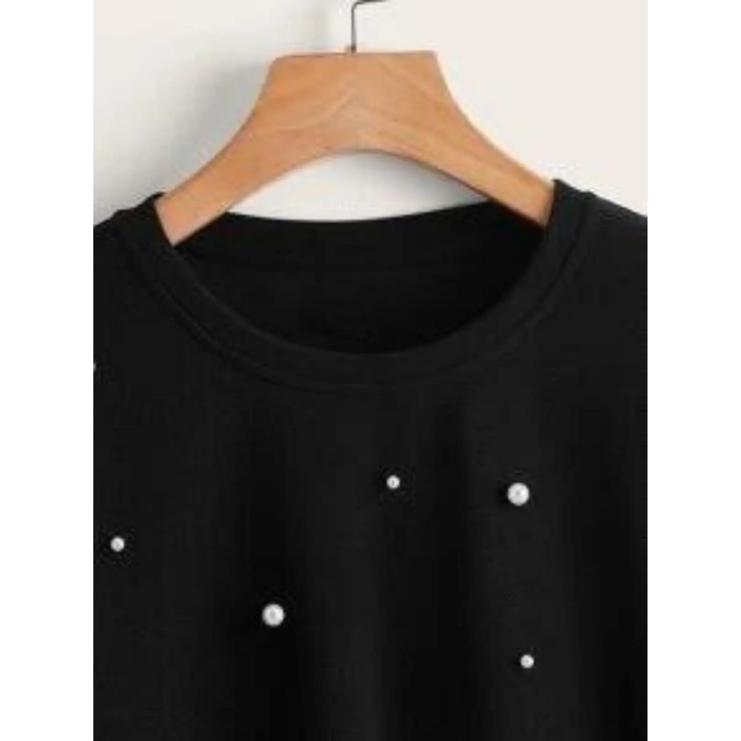 Black Pearls Beaded Sweatshirt For Women