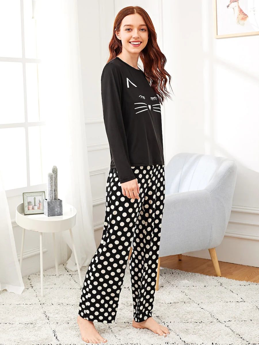 Kitten Printed Pajama Night Suit