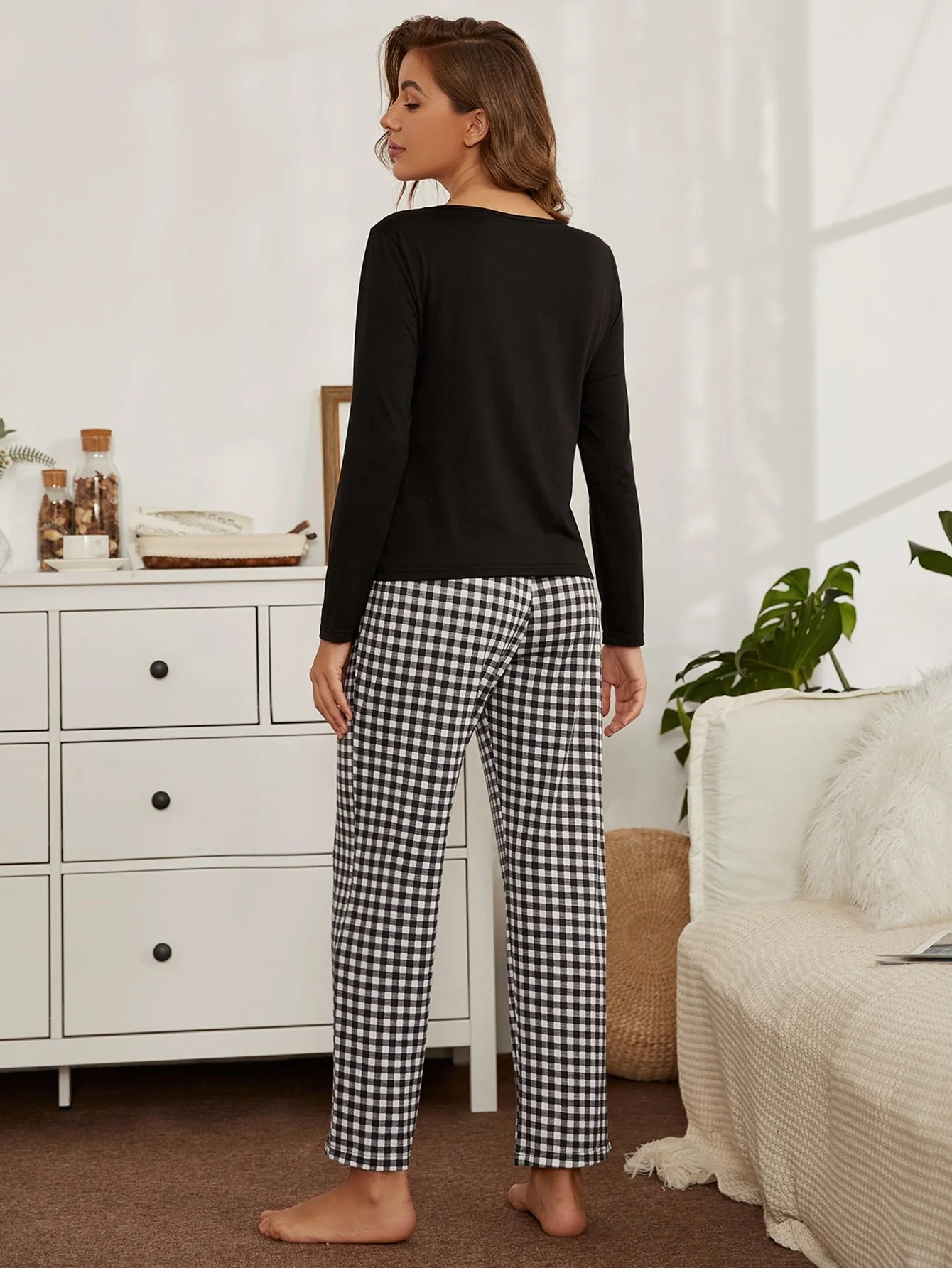 Black Front Two Button Night Suit