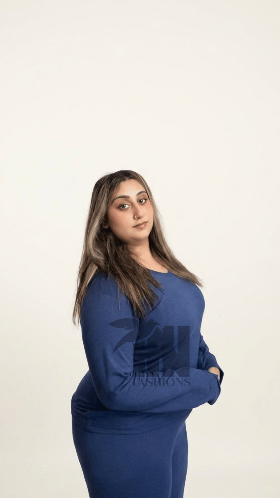 V-Neck Navy Blue Plazzo Suit PJ Set