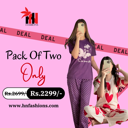 Pack Of Two Printed Pajama Night Suit Set 18