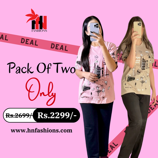 Pack Of Two Printed Pajama Night Suit Set 26