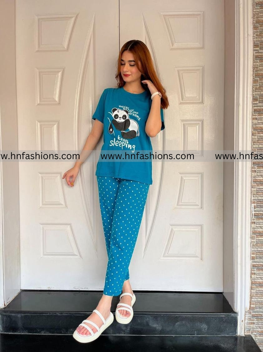 Never Give Up Printed Night Suit