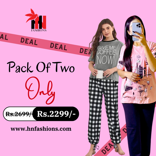 Pack Of Two Printed Pajama Night Suit Set 10