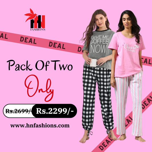 Pack Of Two Printed Pajama Night Suit Set 14