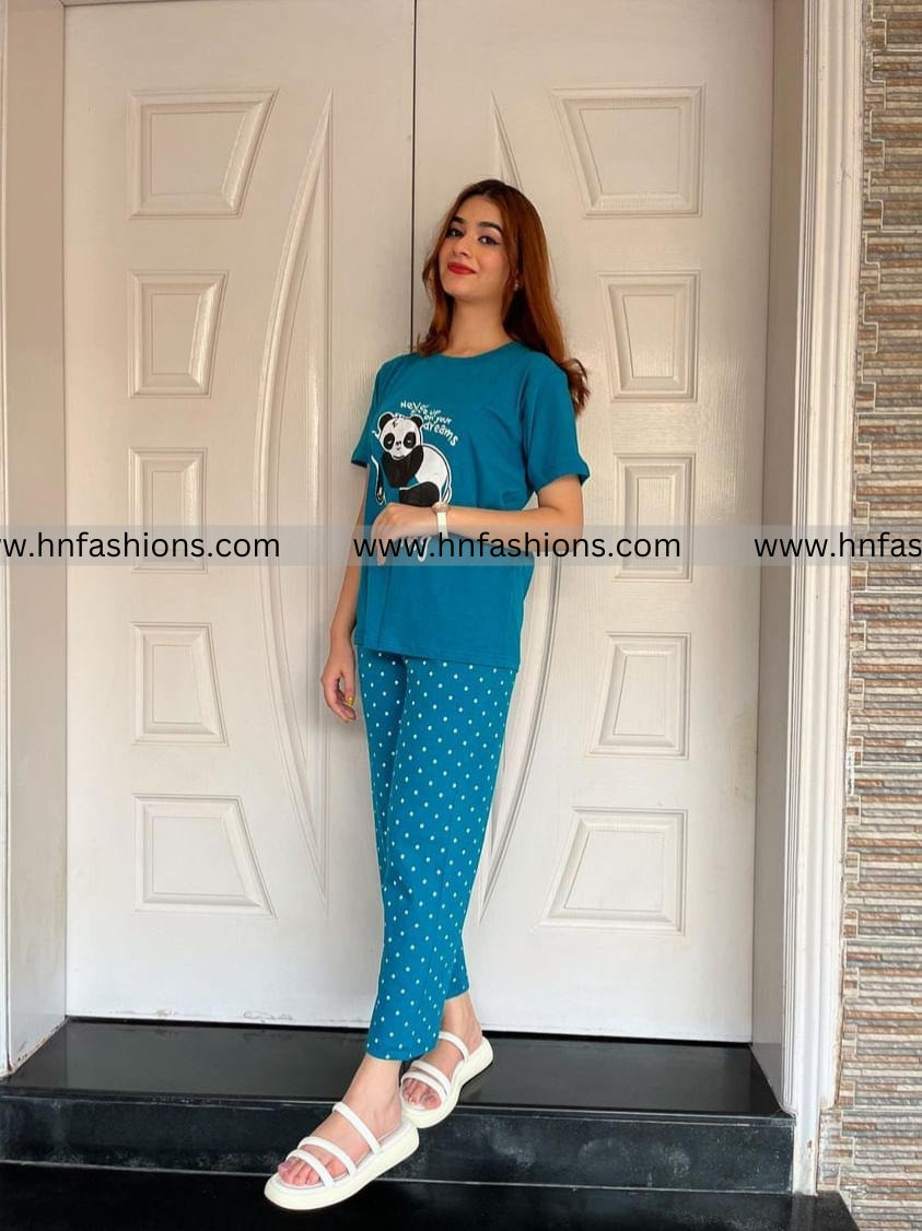 Never Give Up Printed Night Suit