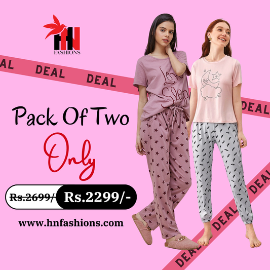 Pack Of Two Printed Pajama Night Suit Set 24