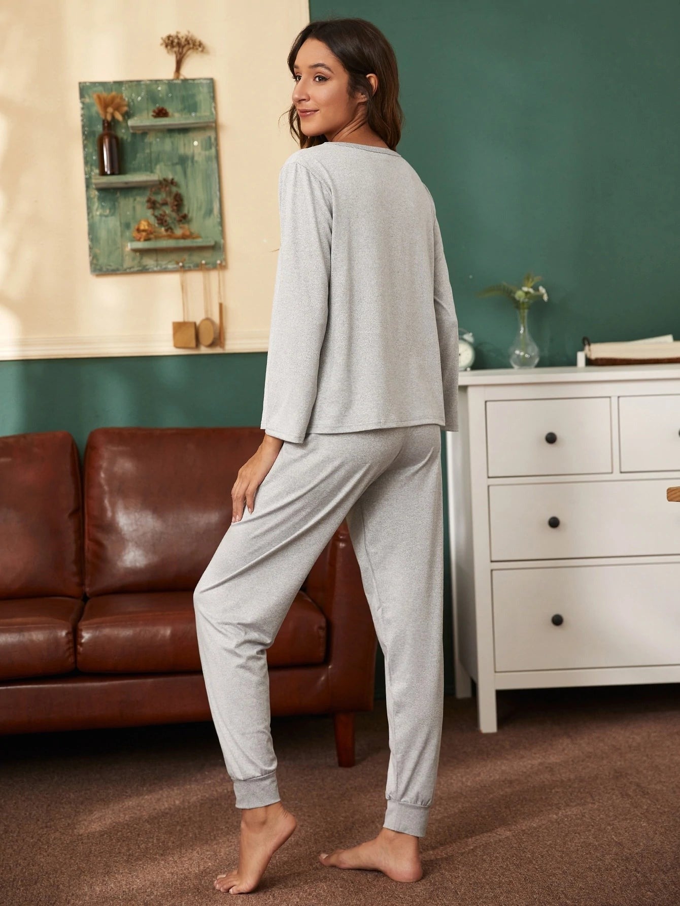 Grey Good Night Printed Night Suit