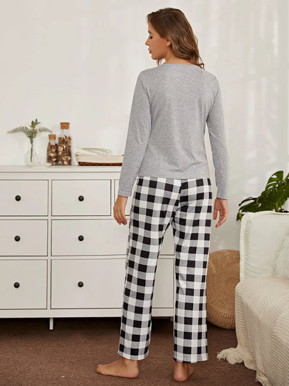 Grey V- Neck  Night Suit