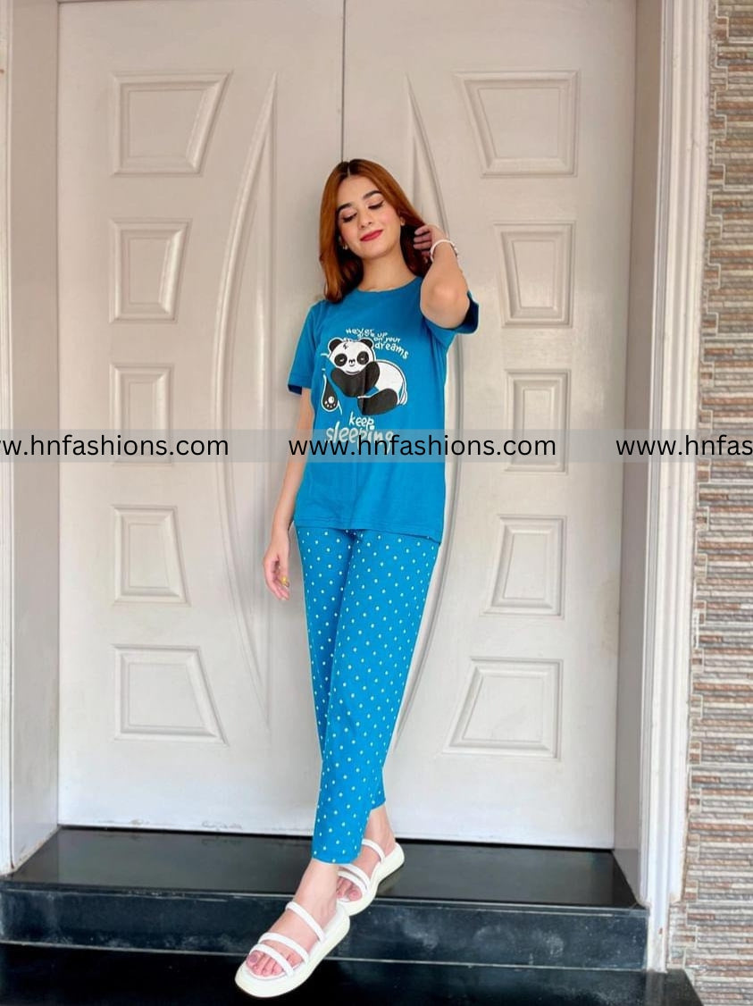 Never Give Up Printed Night Suit
