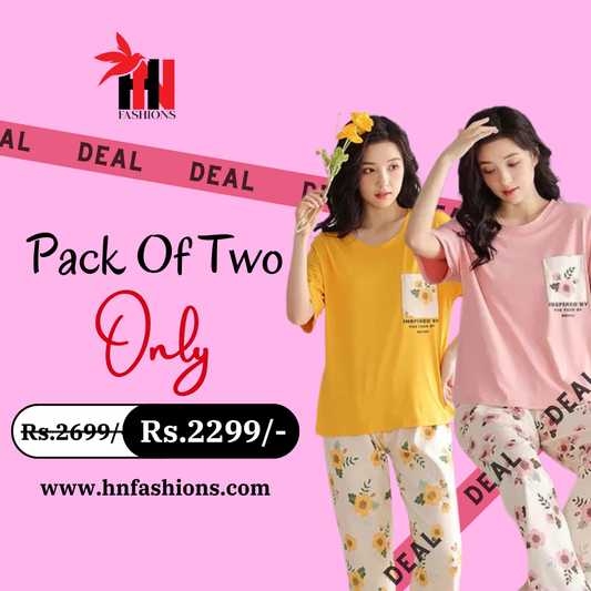Pack Of Two Printed Pajama Night Suit Set 25