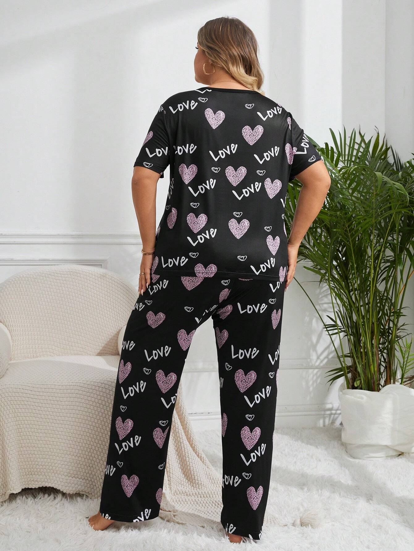 Love Heart Printed Night Suit