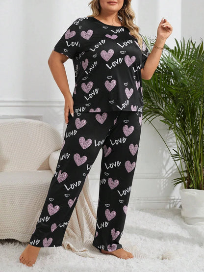 Love Heart Printed Night Suit