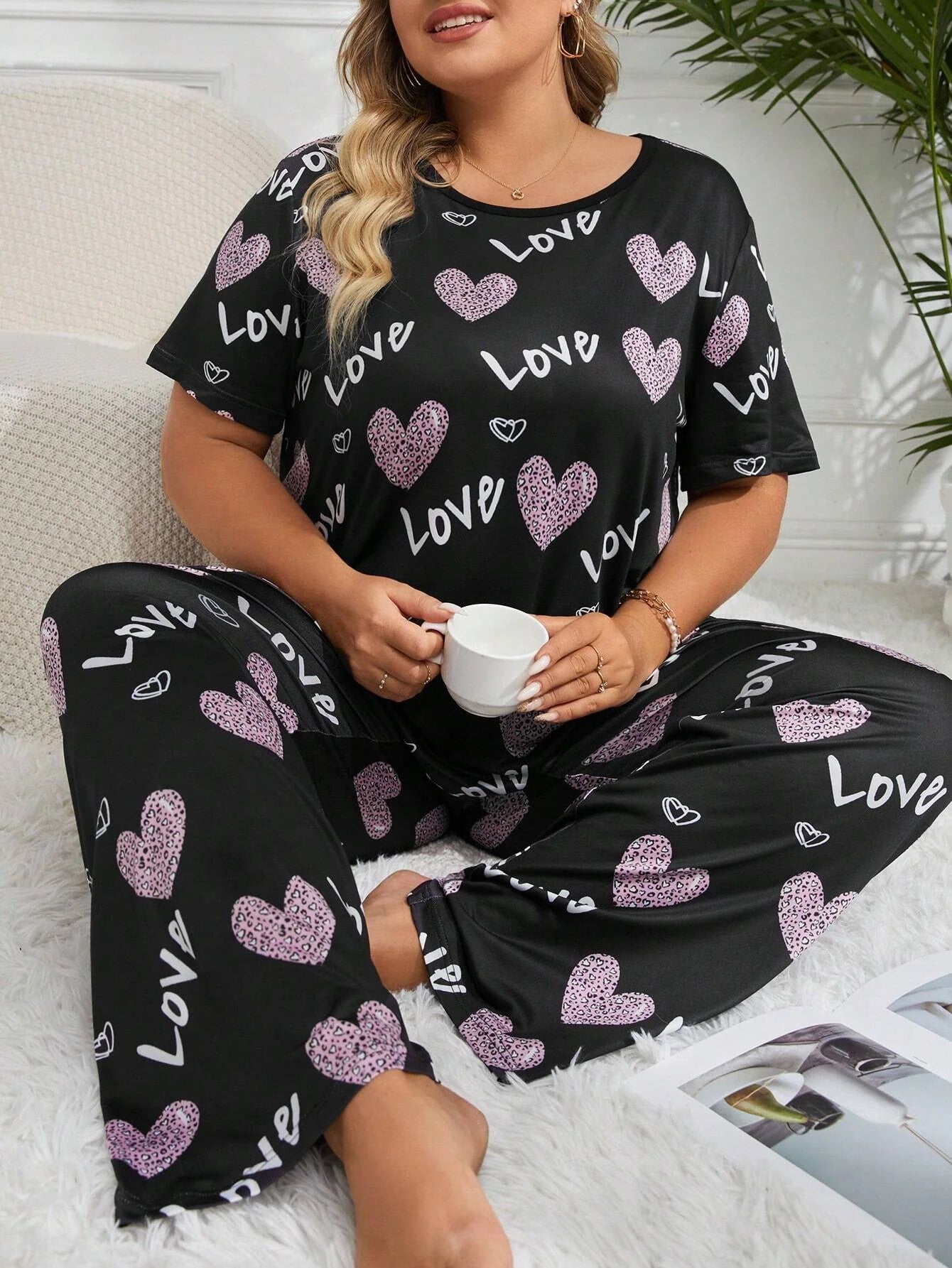 Love Heart Printed Night Suit