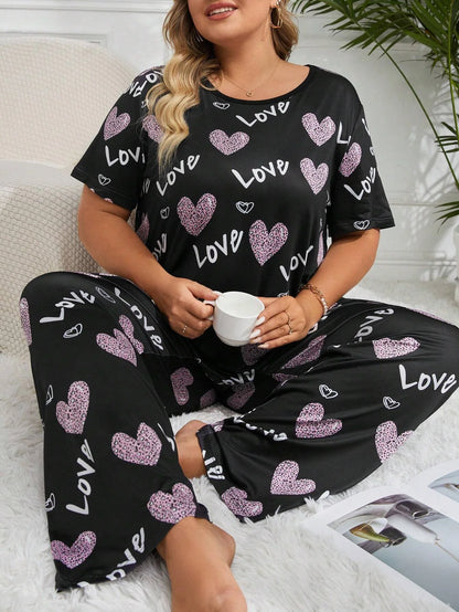 Love Heart Printed Night Suit