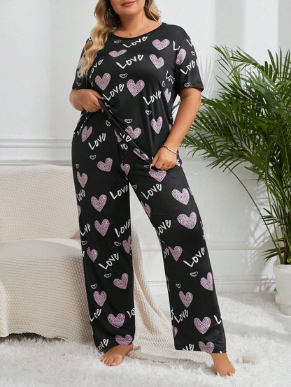 Love Heart Printed Night Suit