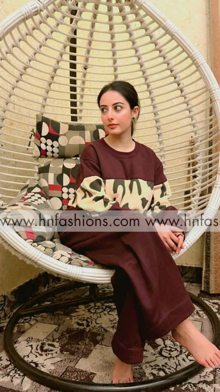 Brown Wild Printed Fleece Co-ord Set