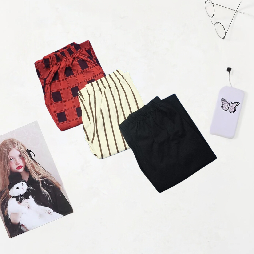Pack Of Three Soft Cotton Pajama For Woman   S.CB.B (Set 100)