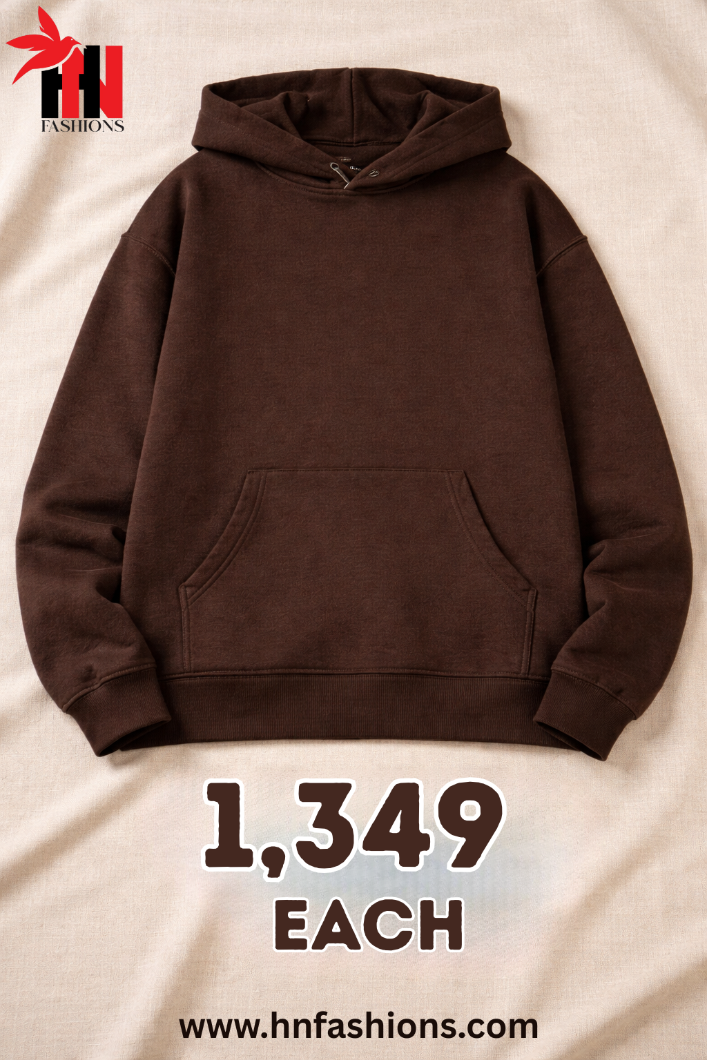 Dark Brown Basic Kangaroo Hoodie for Men
