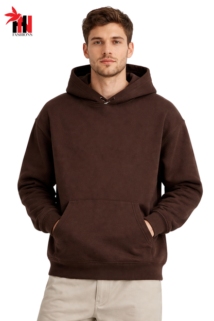 Dark Brown Basic Kangaroo Hoodie for Men