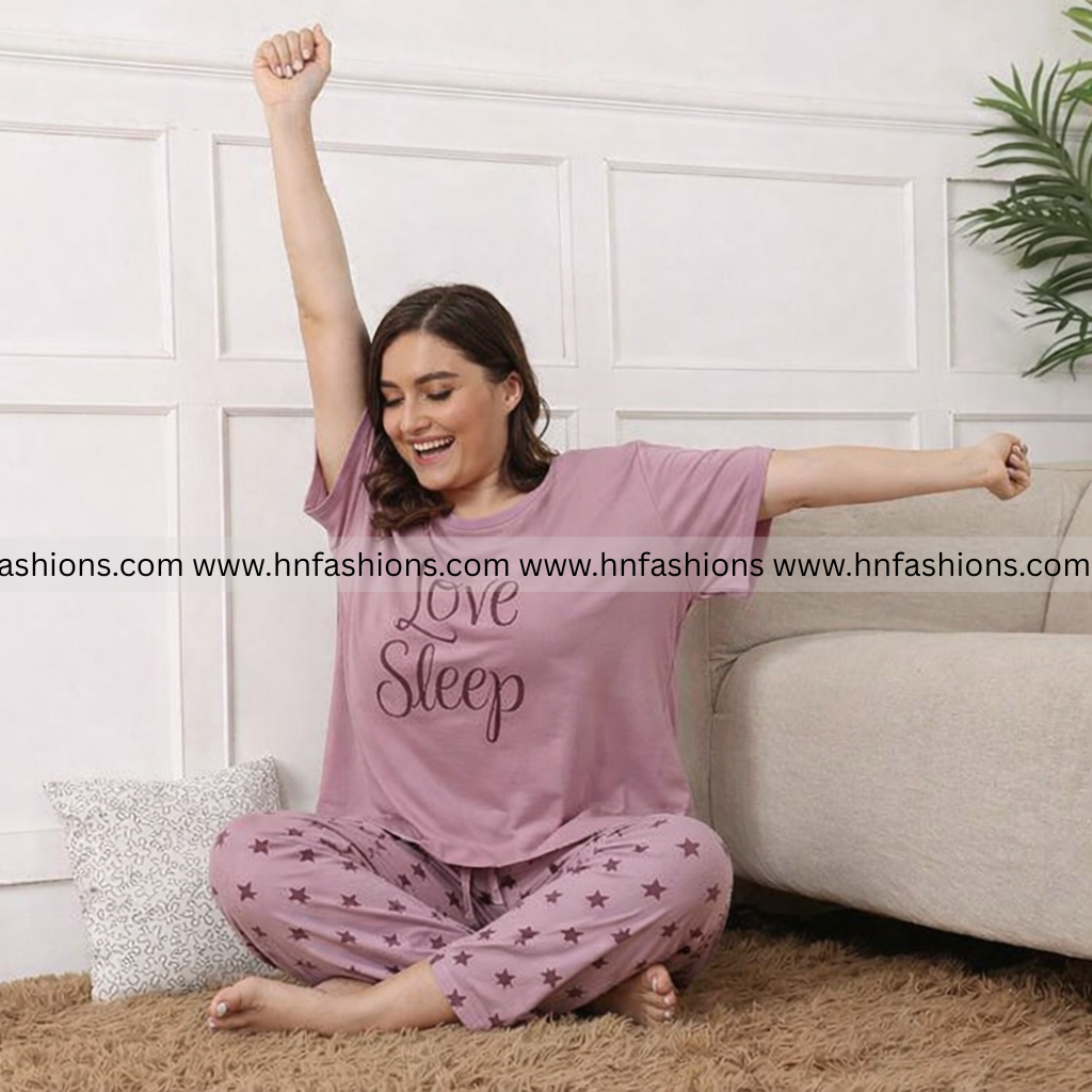 Love Sleep Printed  Night Suit
