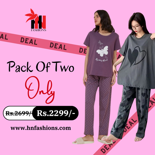 Pack Of Two Printed Pajama Night Suit Set 20