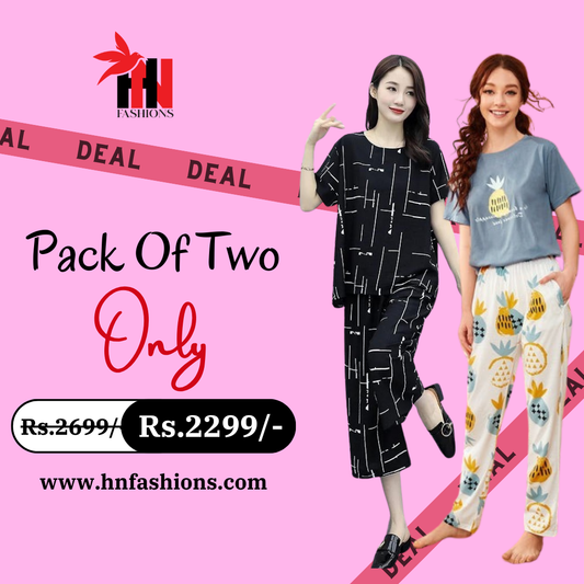 Pack Of Two Printed Pajama Night Suit Set 28