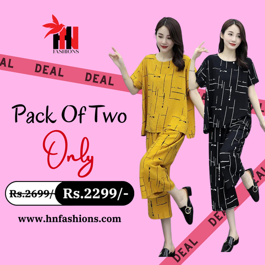 Pack Of Two Printed Pajama Night Suit Set 19