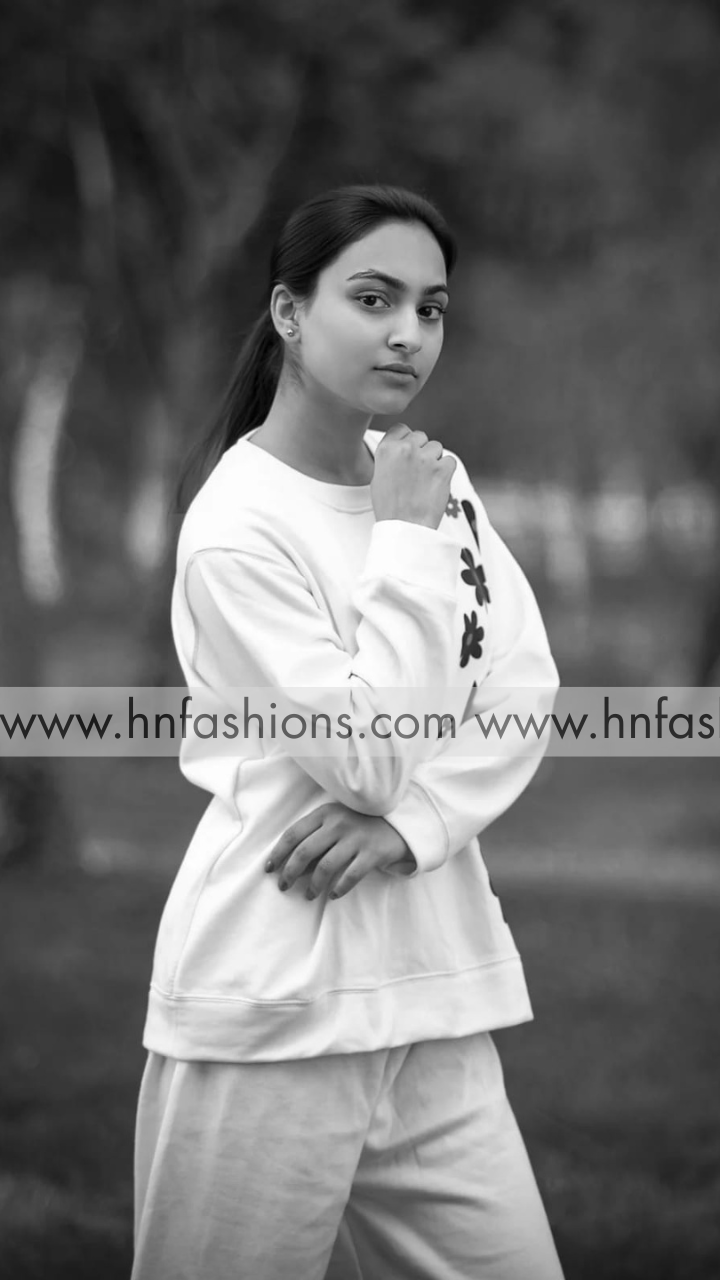 White Sunflower Printed Fleece Co-ord Set