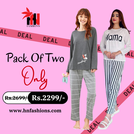 Pack Of Two Printed Pajama Night Suit Set 21
