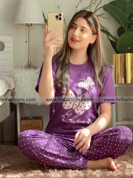 Butterfly Printed  Night Suit