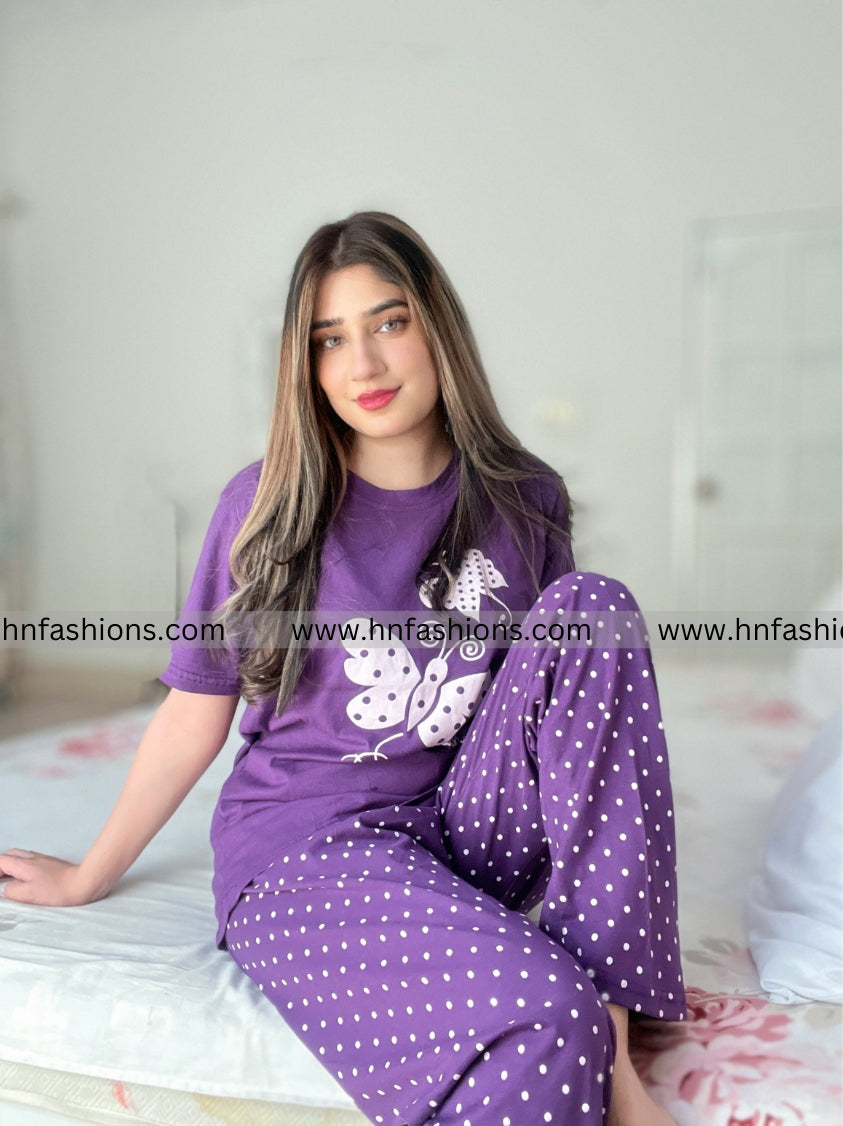Butterfly Printed  Night Suit