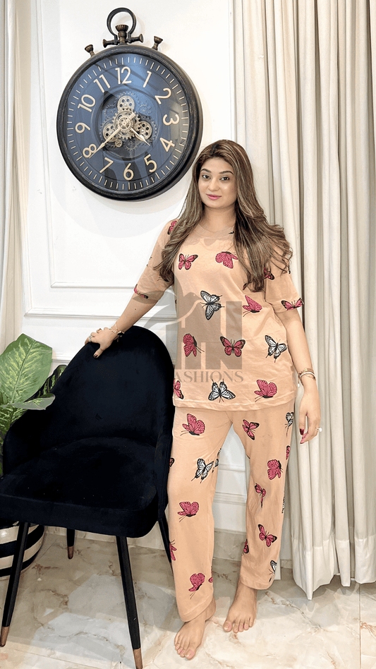 Monach Butterfly Printed Night Suit