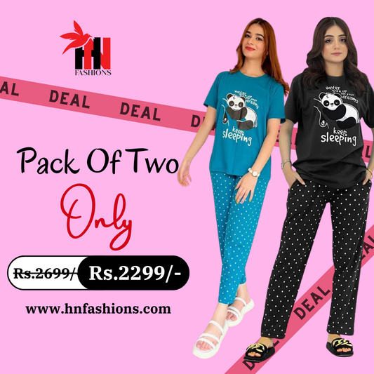 Pack Of Two Printed Pajama Night Suit Set 27