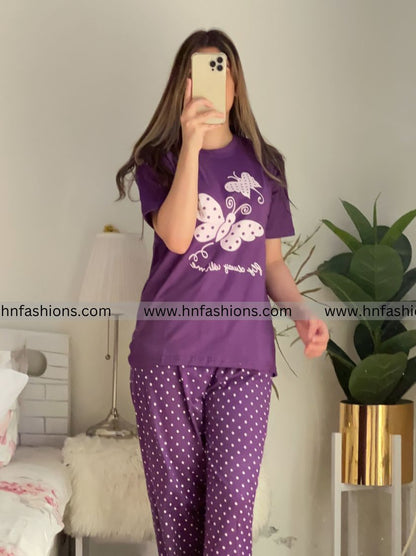Butterfly Printed  Night Suit