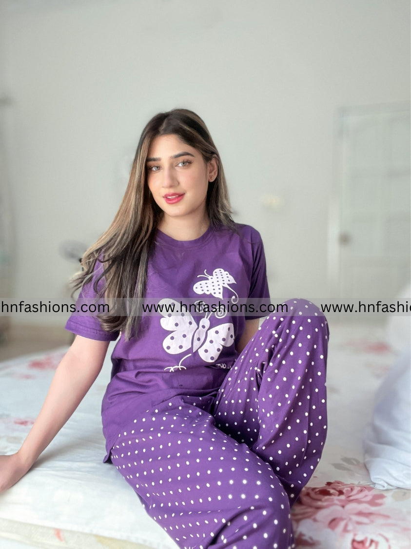 Butterfly Printed  Night Suit